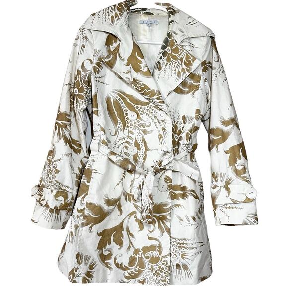 CAbi Jackets & Blazers - CAbi Wimbledon Courtside Trench Coat Double Breasted Floral Belt Cream Gold S